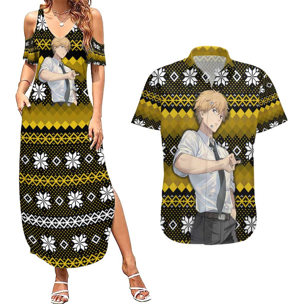 Denji - Chainsaw Man Couples Matching Summer Maxi Dress and Hawaiian Shirt Anime Mix Christmas Style