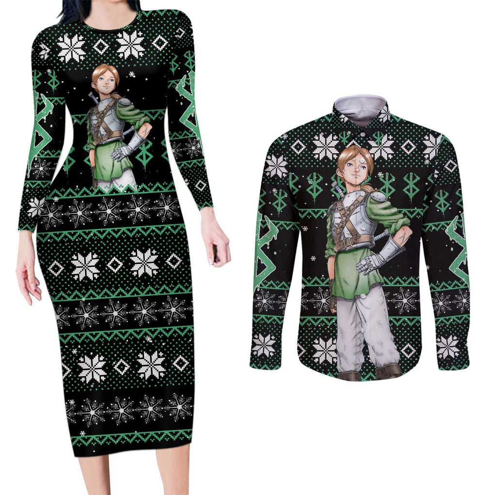 Judeau - Berserk Couples Matching Long Sleeve Bodycon Dress and Long Sleeve Button Shirt Anime Mix Christmas Style