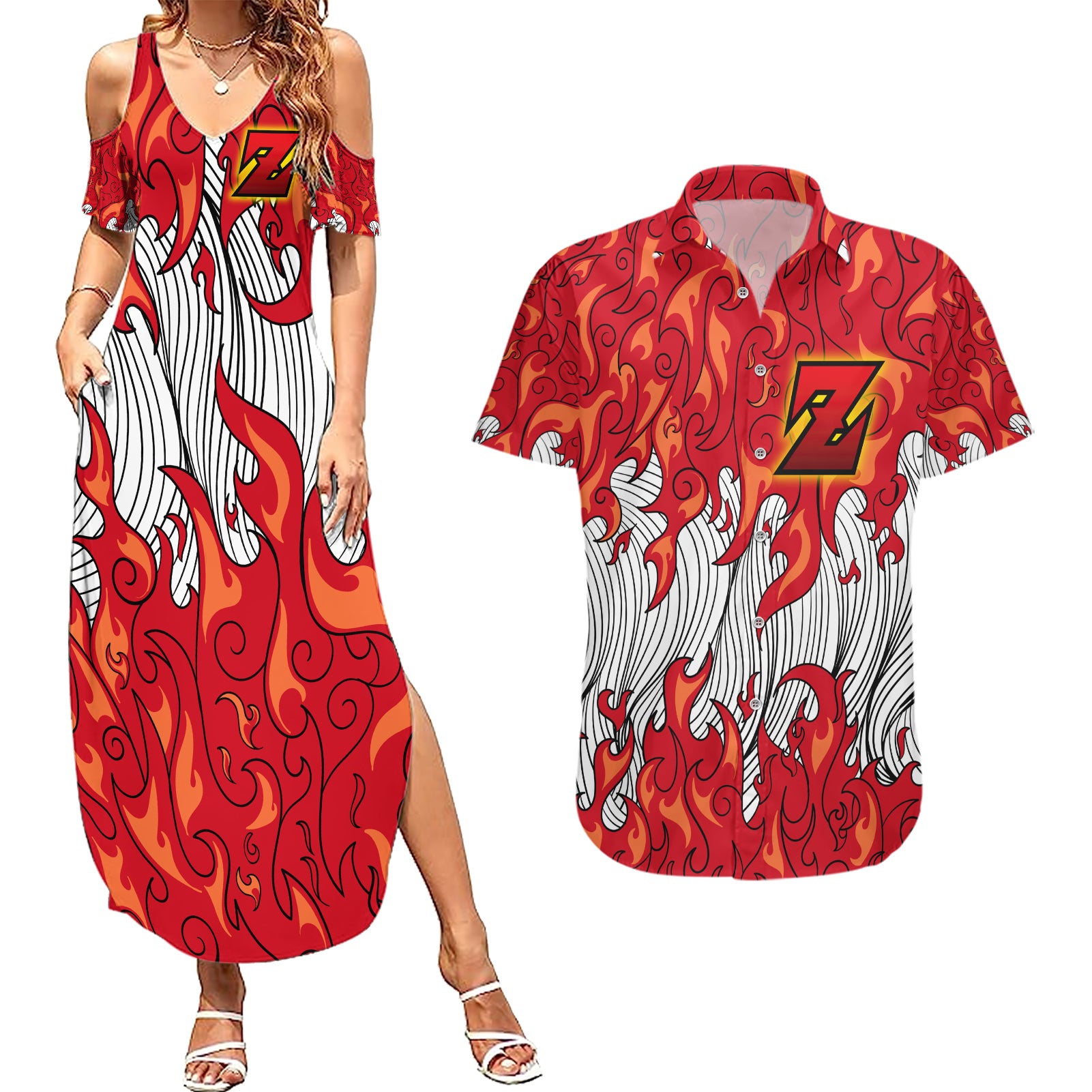 Shenron Couples Matching Summer Maxi Dress and Hawaiian Shirt Dragon Ball