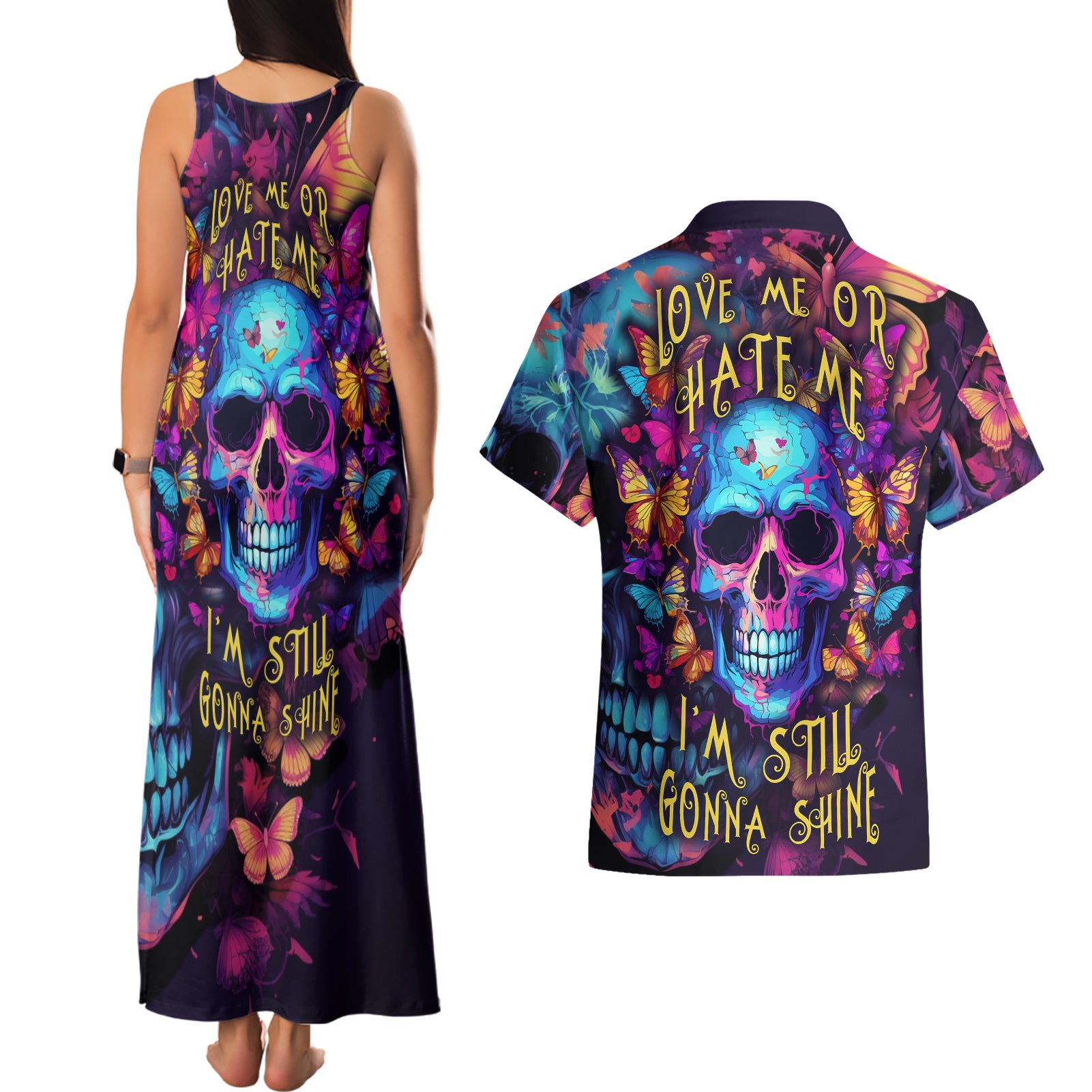 fantasy-skull-with-butterflies-couples-matching-tank-maxi-dress-and-hawaiian-shirt-love-me-or-hate-me-im-still-gonna-shine