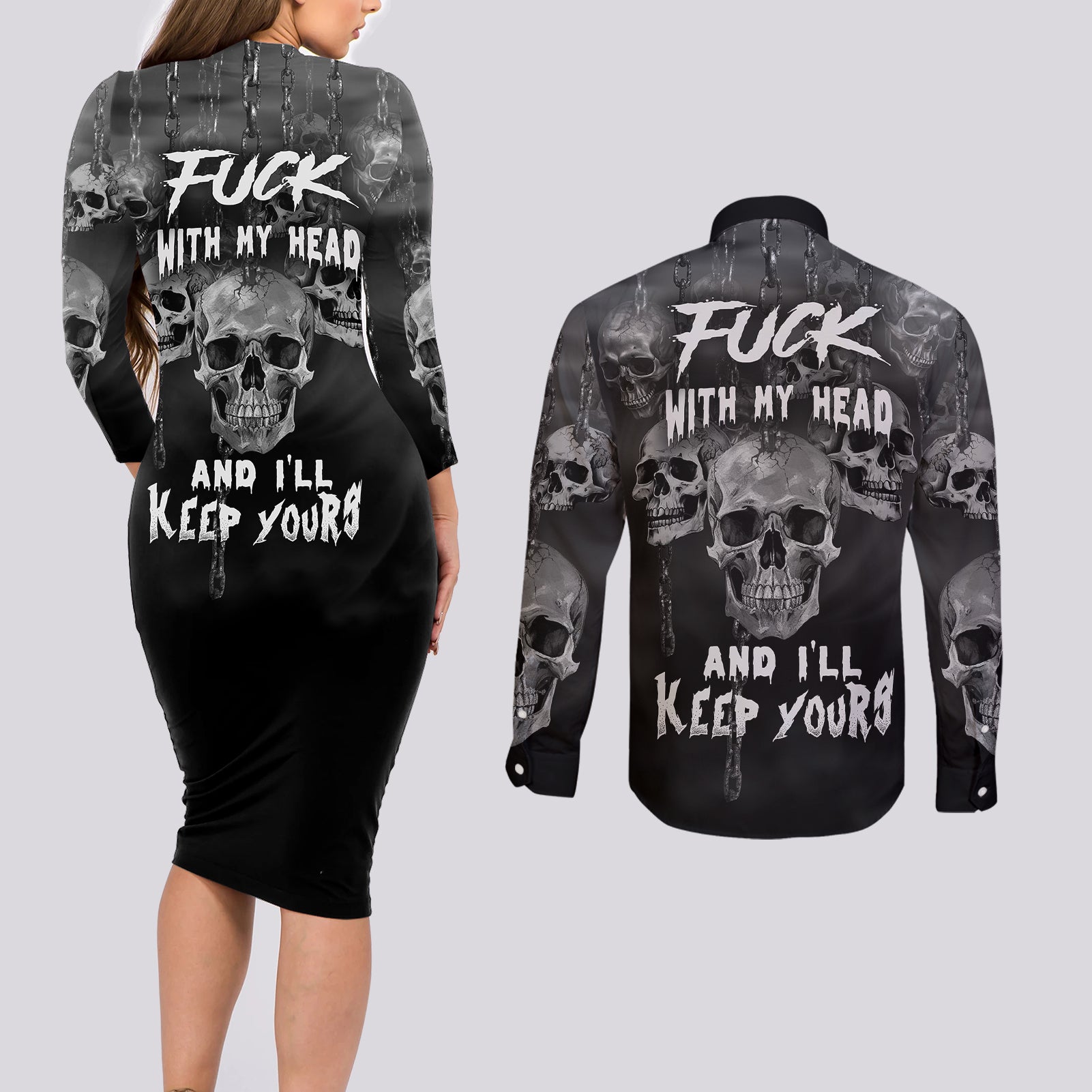 skull-couples-matching-long-sleeve-bodycon-dress-and-long-sleeve-button-shirts-ill-keep-you