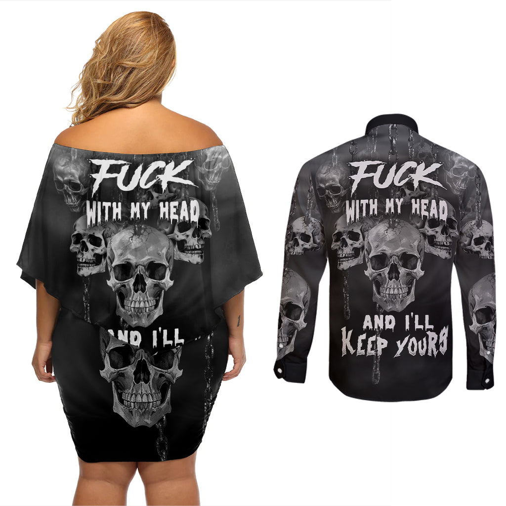 skull-couples-matching-off-shoulder-short-dress-and-long-sleeve-button-shirts-ill-keep-you