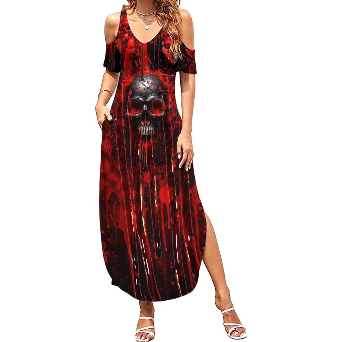 if-you-kick-me-when-im-down-you-better-pray-i-dont-get-up-skull-summer-maxi-dress