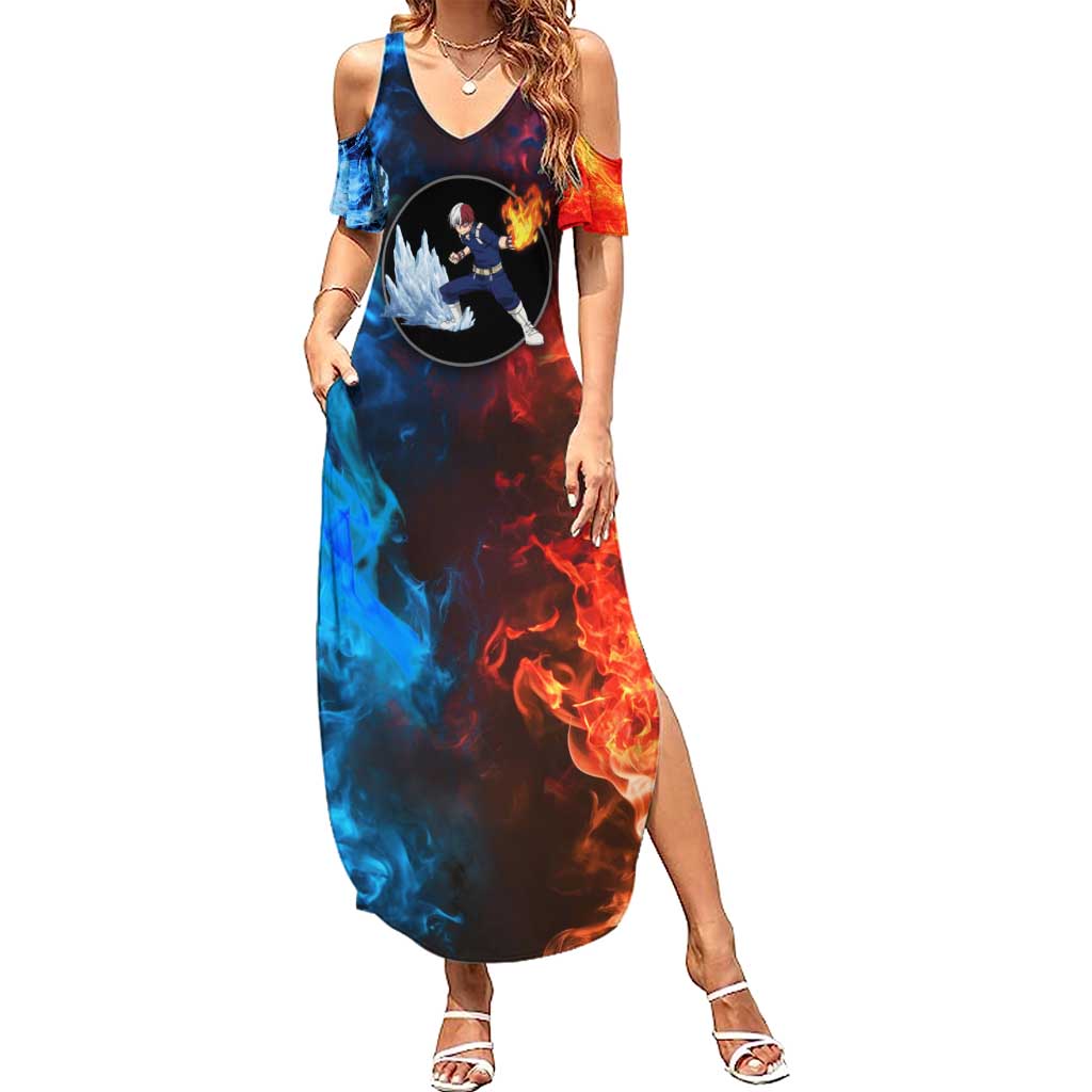 Burning Fire Shoto My Hero Academia Summer Maxi Dress Anime Style