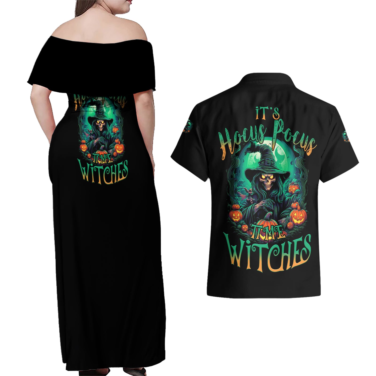 hocus-pocus-halloween-couples-matching-off-shoulder-maxi-dress-and-hawaiian-shirt