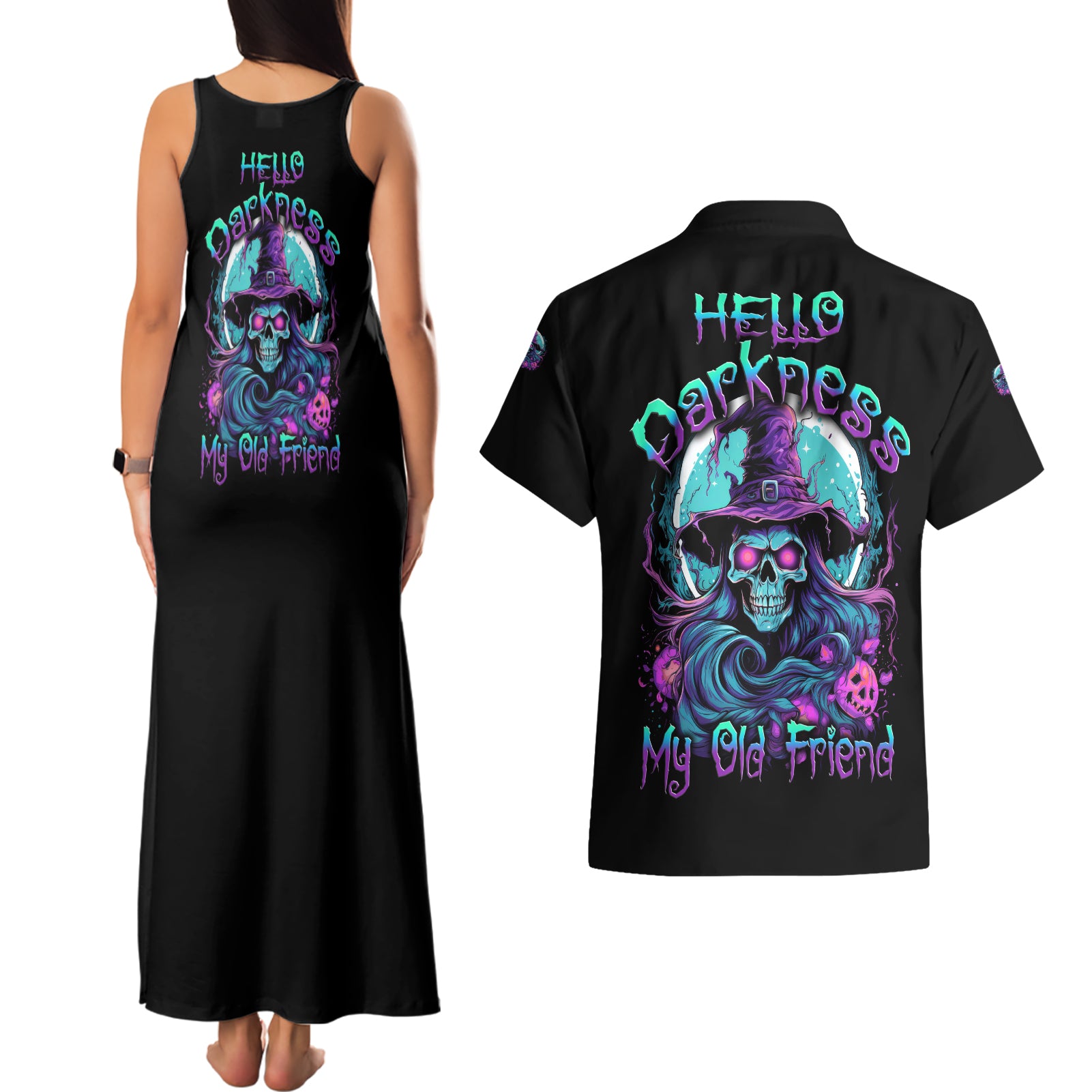 hello-darkness-my-old-friend-witch-halloween-couples-matching-tank-maxi-dress-and-hawaiian-shirt