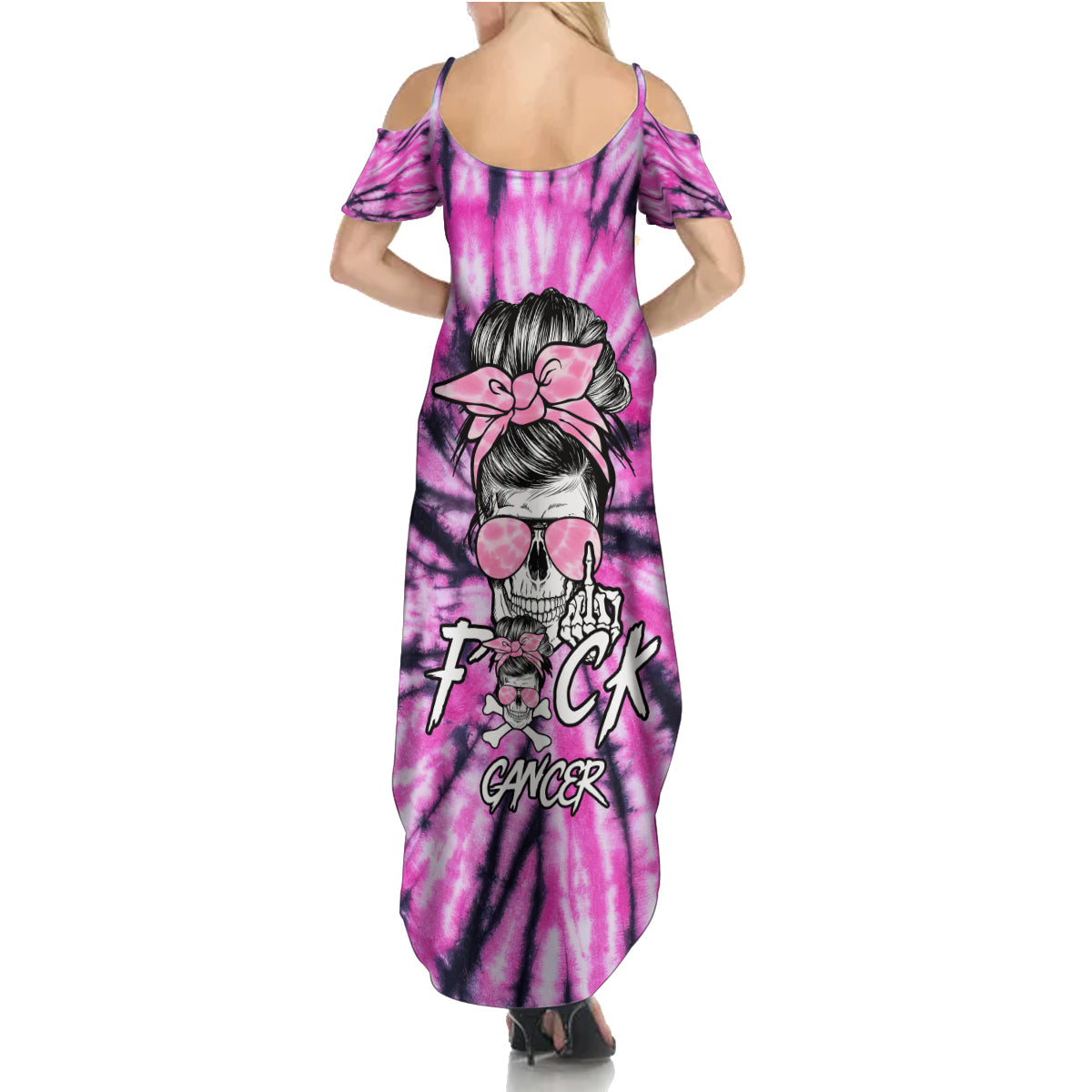 fcks-cancer-skull-tie-dye-summer-maxi-dress