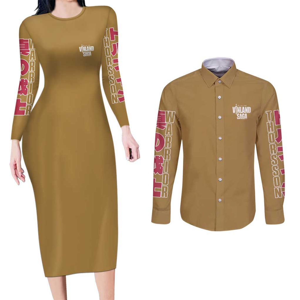 Thorfinn Vinlad Saga Couples Matching Long Sleeve Bodycon Dress and Long Sleeve Button Shirt Anime Style