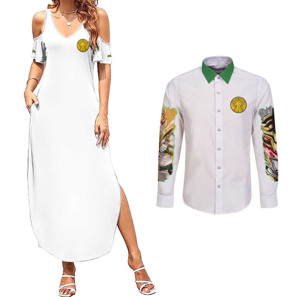 Lord Drakkon Mighty Morphin Power Rangers Couples Matching Summer Maxi Dress and Long Sleeve Button Shirt Japan Anime Style