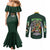 Green Ranger Mighty Morphin Power Rangers Couples Matching Mermaid Dress and Long Sleeve Button Shirt Japan Anime Style