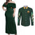 Green Ranger Mighty Morphin Power Rangers Couples Matching Off Shoulder Maxi Dress and Long Sleeve Button Shirt Japan Anime Style