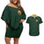 Green Ranger Mighty Morphin Power Rangers Couples Matching Off Shoulder Short Dress and Hawaiian Shirt Japan Anime Style