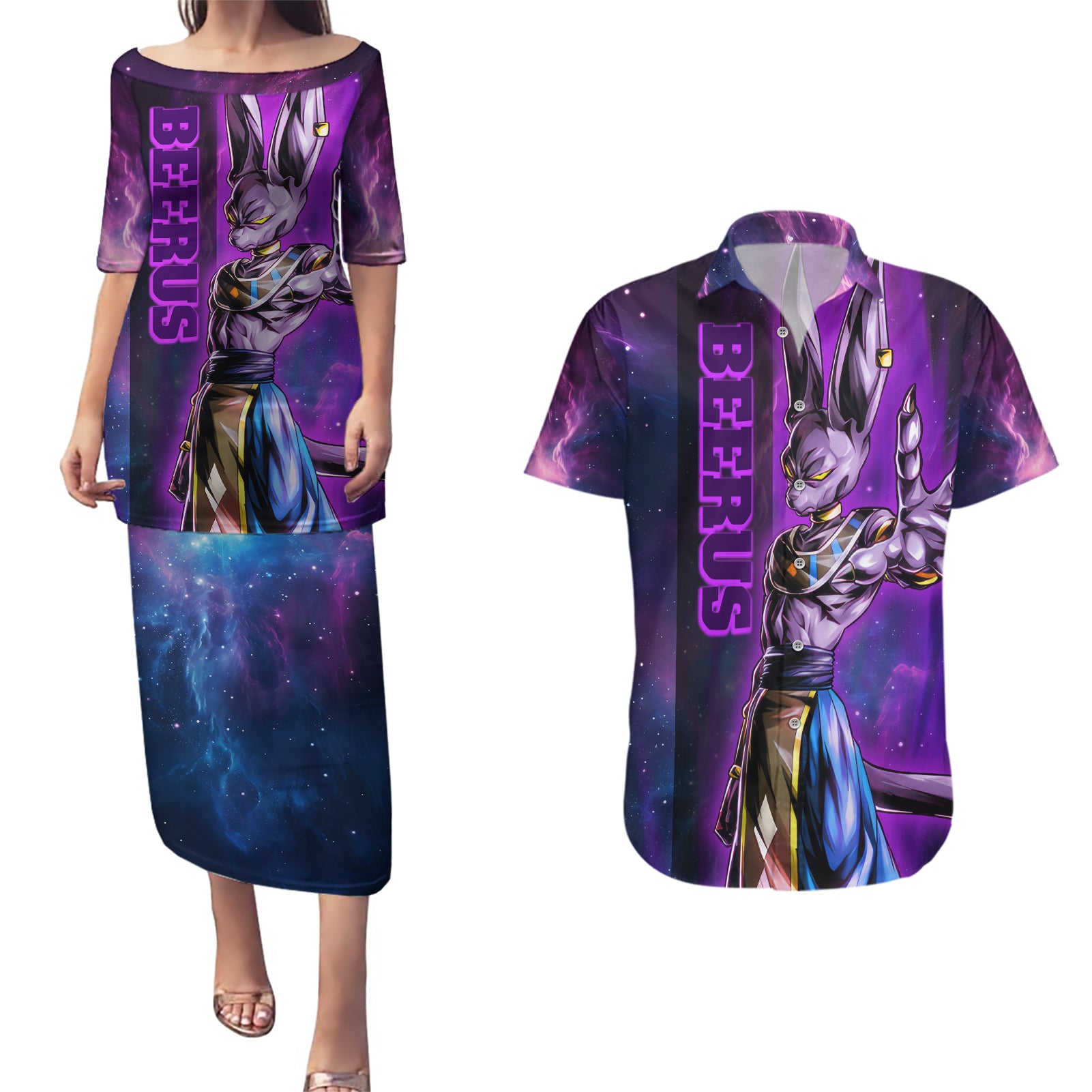 Beerus - Dragon Ball Couples Matching Puletasi and Hawaiian Shirt