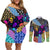 skull-pattern-couples-matching-off-shoulder-short-dress-and-long-sleeve-button-shirts-colorful-skull-pattern-mix