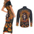 halloween-skull-couples-matching-short-sleeve-bodycon-dress-and-long-sleeve-button-shirts-pumpkin-themed