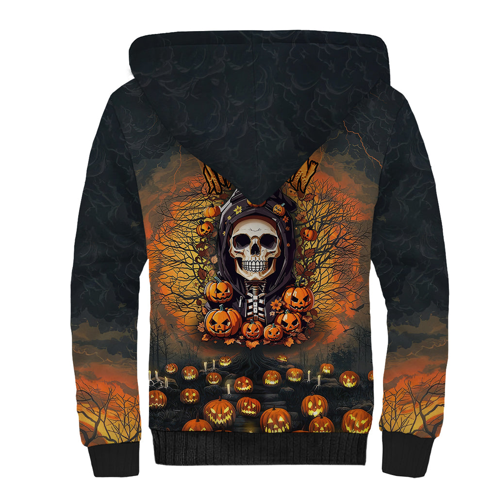 halloween-skull-sherpa-hoodie-pumpkin-themed