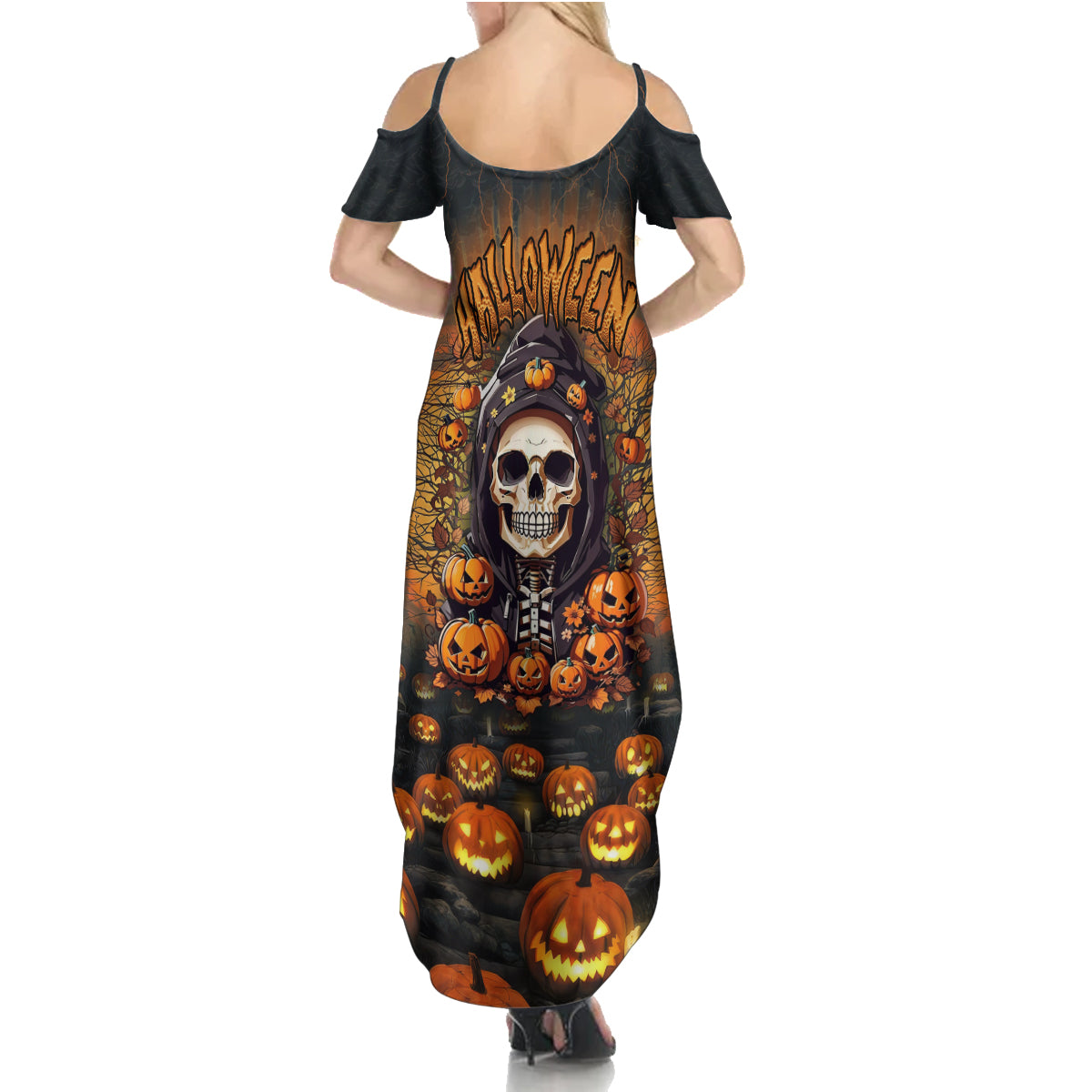 halloween-skull-summer-maxi-dress-pumpkin-themed