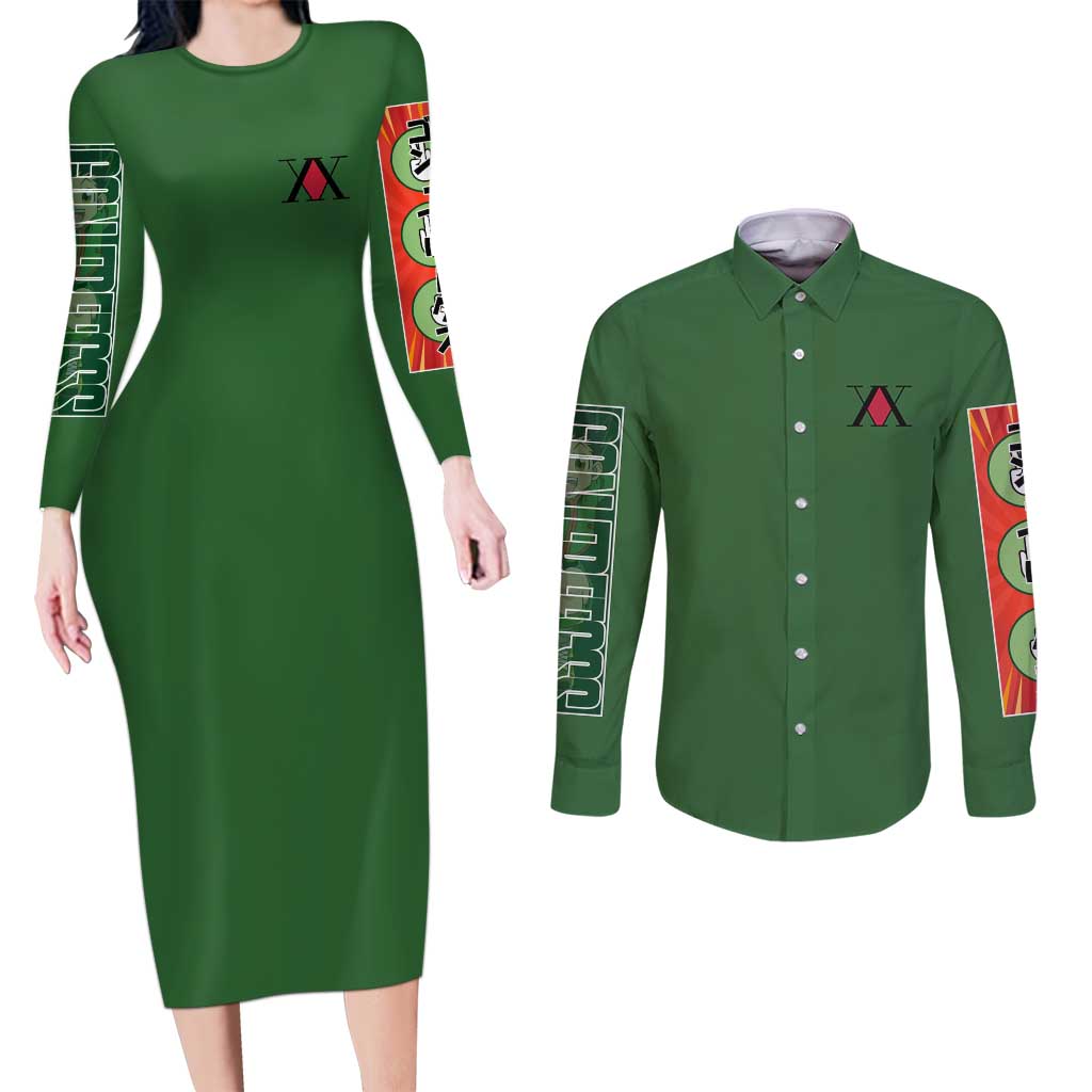 Gon Freecss Hunter x Hunter Couples Matching Long Sleeve Bodycon Dress and Long Sleeve Button Shirt Anime Style