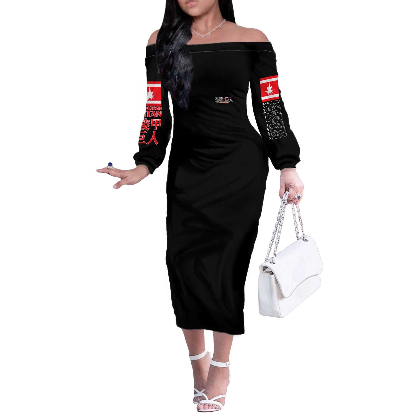 Armored Titan Attack on Titan Off The Shoulder Long Sleeve Dress Anime Style