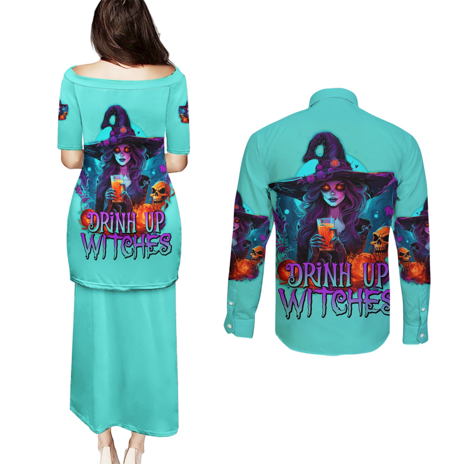 drink-up-witches-halloween-couples-matching-puletasi-dress-and-long-sleeve-button-shirt