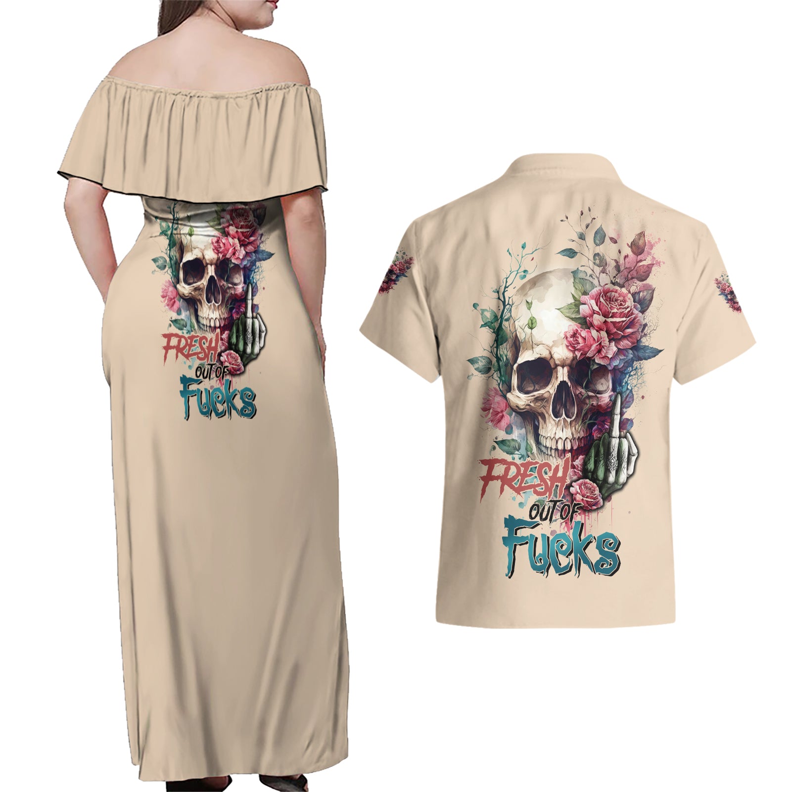 fresh-out-of-f-watercolor-skull-couples-matching-off-shoulder-maxi-dress-and-hawaiian-shirt