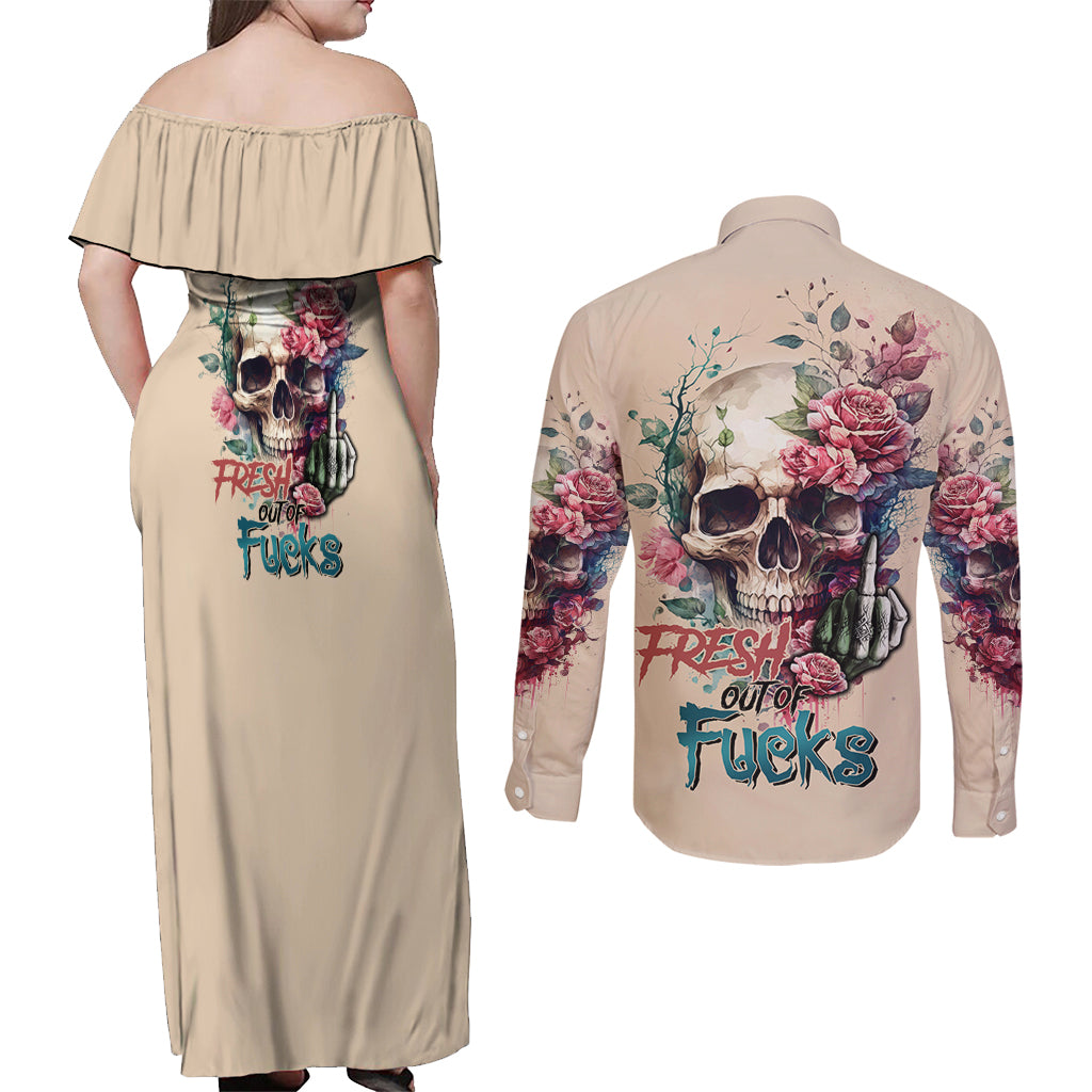 fresh-out-of-f-watercolor-skull-couples-matching-off-shoulder-maxi-dress-and-long-sleeve-button-shirt