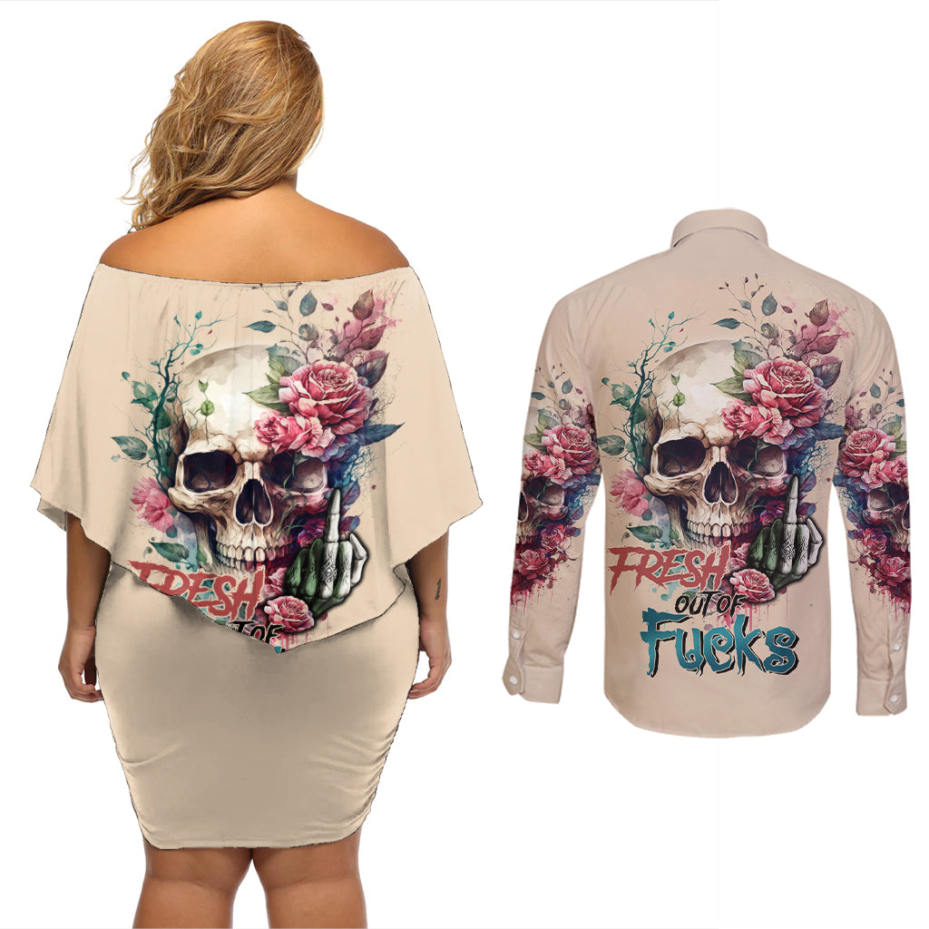 fresh-out-of-f-watercolor-skull-couples-matching-off-shoulder-short-dress-and-long-sleeve-button-shirt