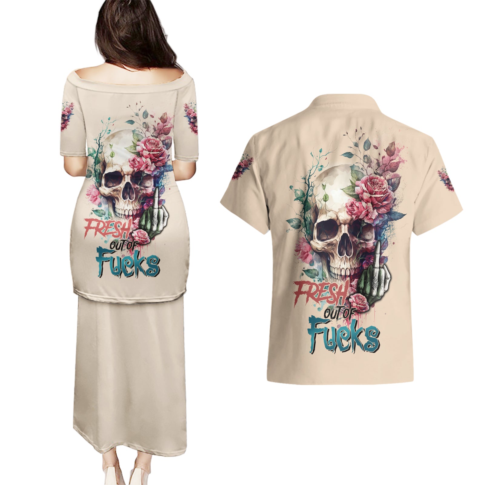 fresh-out-of-f-watercolor-skull-couples-matching-puletasi-dress-and-hawaiian-shirt