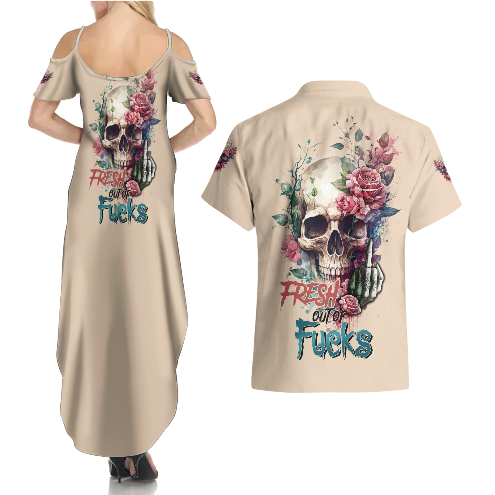 fresh-out-of-f-watercolor-skull-couples-matching-summer-maxi-dress-and-hawaiian-shirt