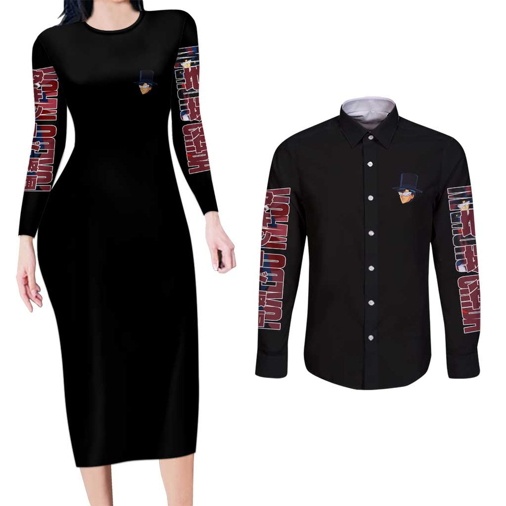 Tuxedo Mask Sailor Moon Couples Matching Long Sleeve Bodycon Dress and Long Sleeve Button Shirt Anime Style