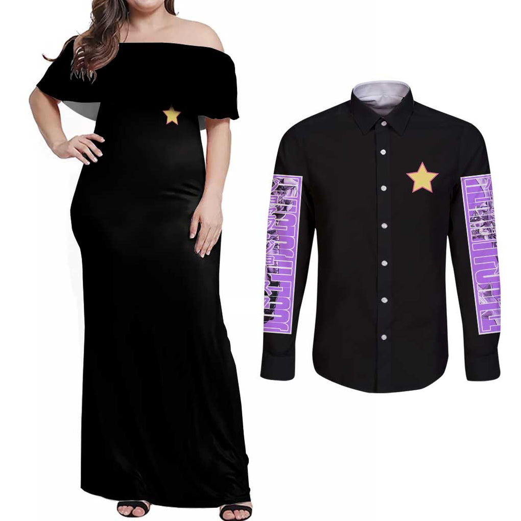 Joseph Joestar - Jojo’s Bizarre Adventure Couples Matching Off Shoulder Maxi Dress and Long Sleeve Button Shirt Japan Anime Style