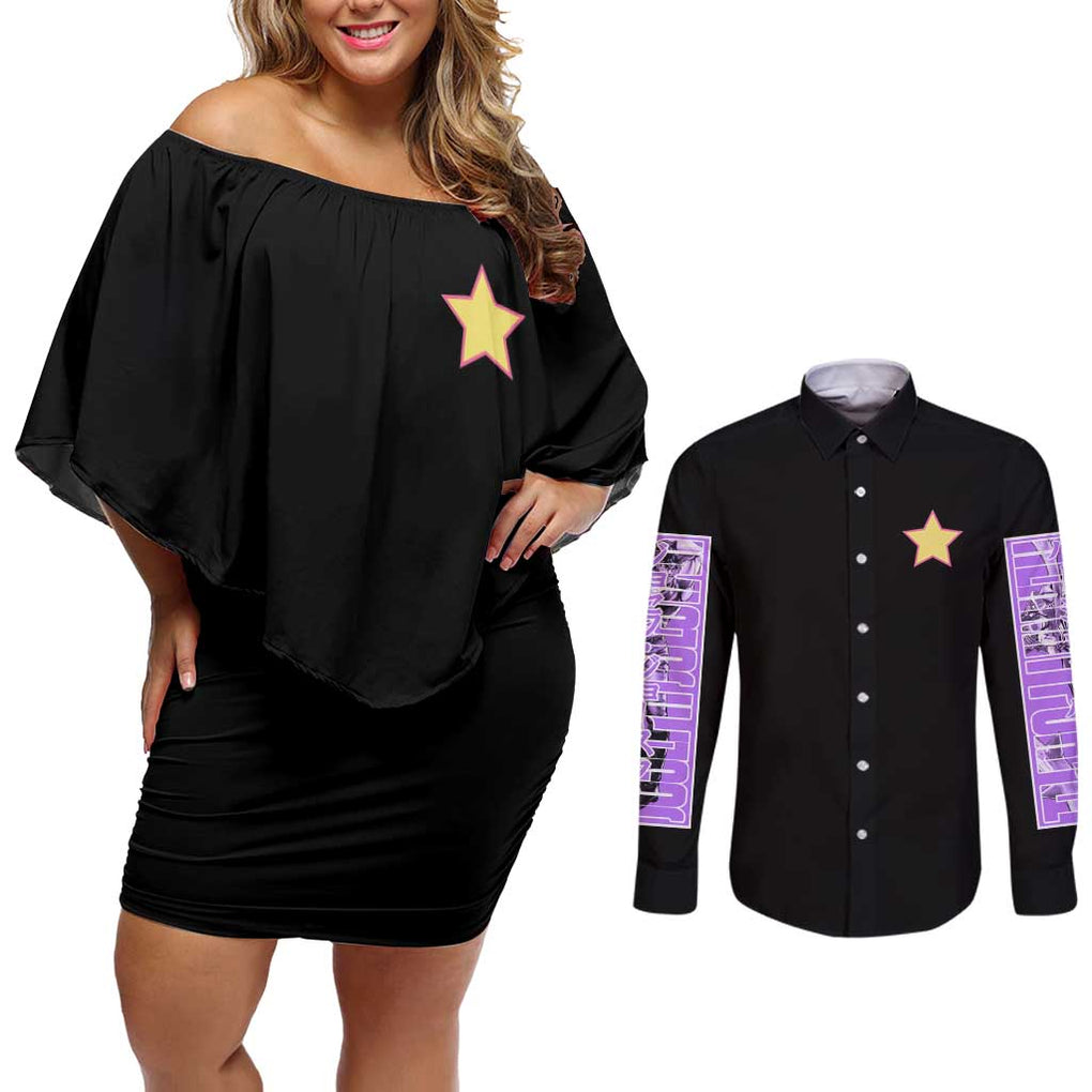 Joseph Joestar - Jojo’s Bizarre Adventure Couples Matching Off Shoulder Short Dress and Long Sleeve Button Shirt Japan Anime Style