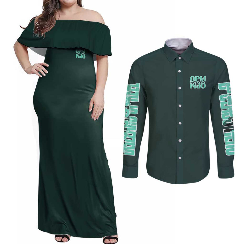 Fubuki - Hero Lv B - One Punch Man Couples Matching Off Shoulder Maxi Dress and Long Sleeve Button Shirt Japan Anime Style