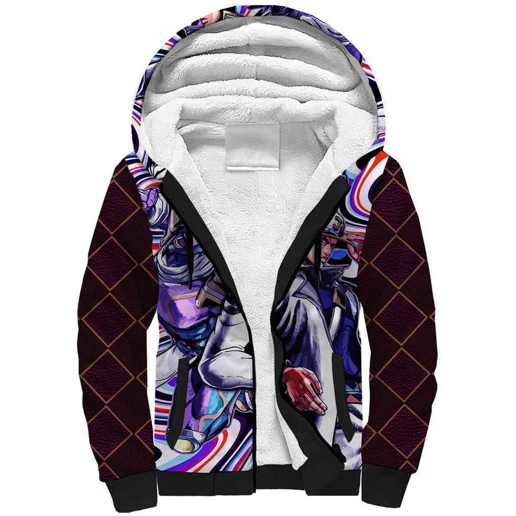 Trippy Jotaro Kujo JoJo’s Bizarre Adventure Sherpa Hoodie Anime Mix Trippy Style