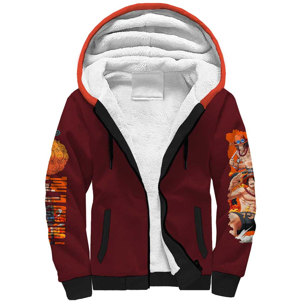 Portgas D. Ace V3 One Piece Sherpa Hoodie Japan Anime Style