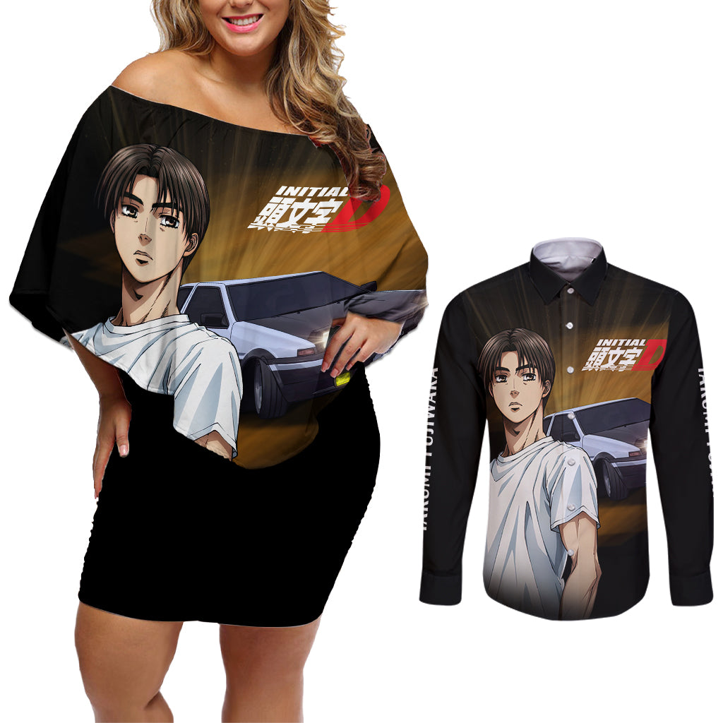 Takumi Fujiwara Couples Matching Off Shoulder Short Dress and Long Sleeve Button Shirt