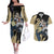 Yuno Couples Matching Off The Shoulder Long Sleeve Dress and Hawaiian Shirt Golden Dawn