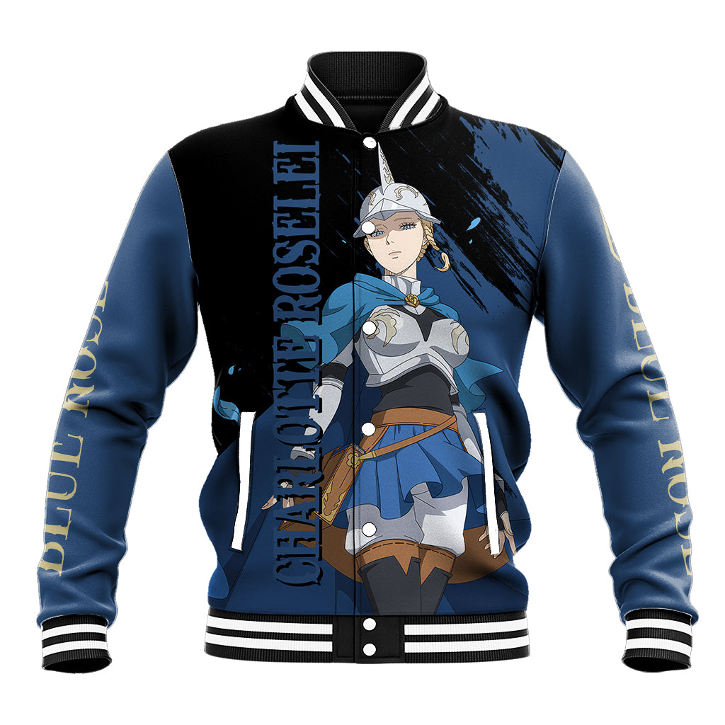 Blue Rose Charlotte Roselei Baseball Jacket Black Clover