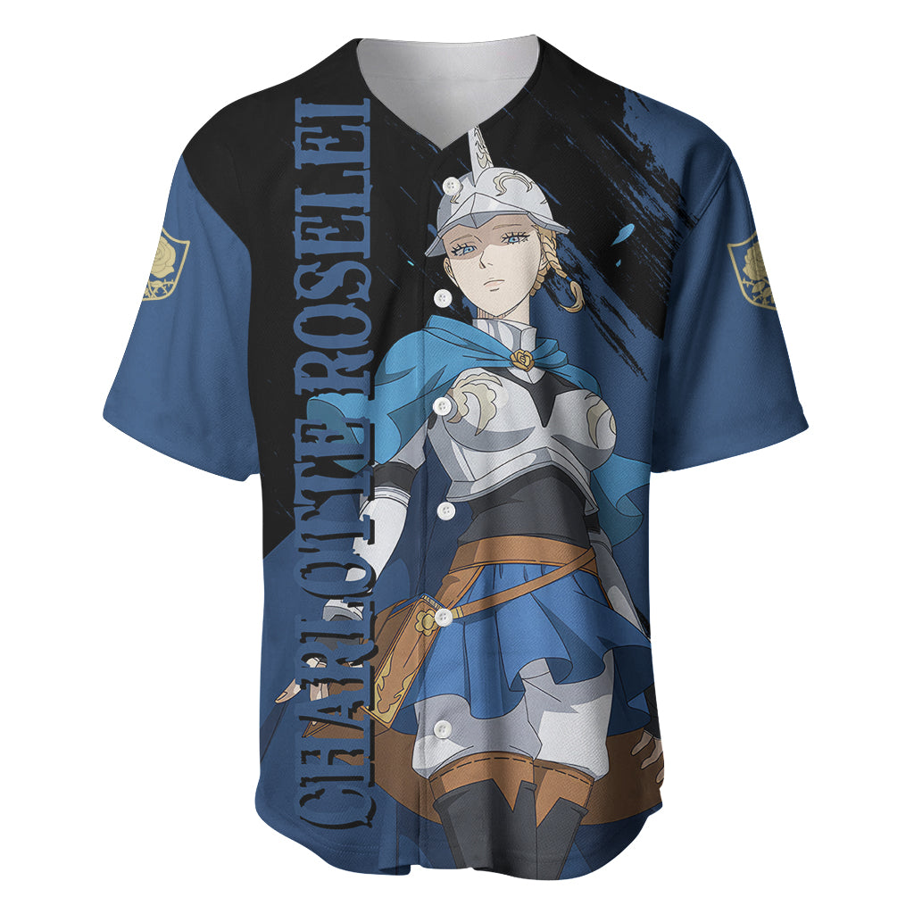 Blue Rose Charlotte Roselei Baseball Jersey Black Clover