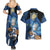 Blue Rose Charlotte Roselei Couples Matching Summer Maxi Dress and Hawaiian Shirt Black Clover