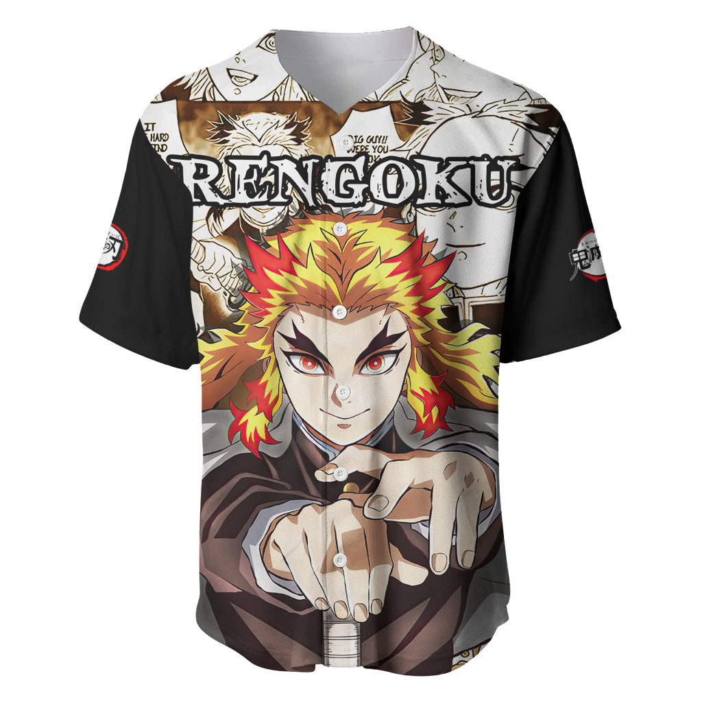 Kyojuro Rengoku Demon Slayer Baseball Jersey Anime Mix Manga Style