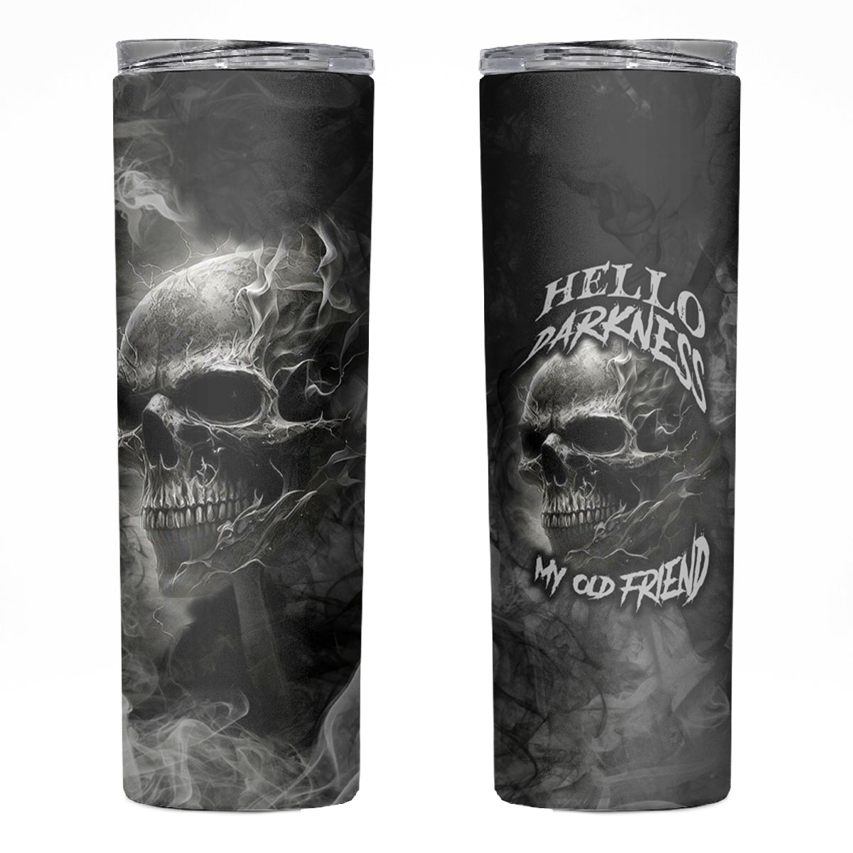 Hello Darkness My Old Friend Skull Skinny Tumbler