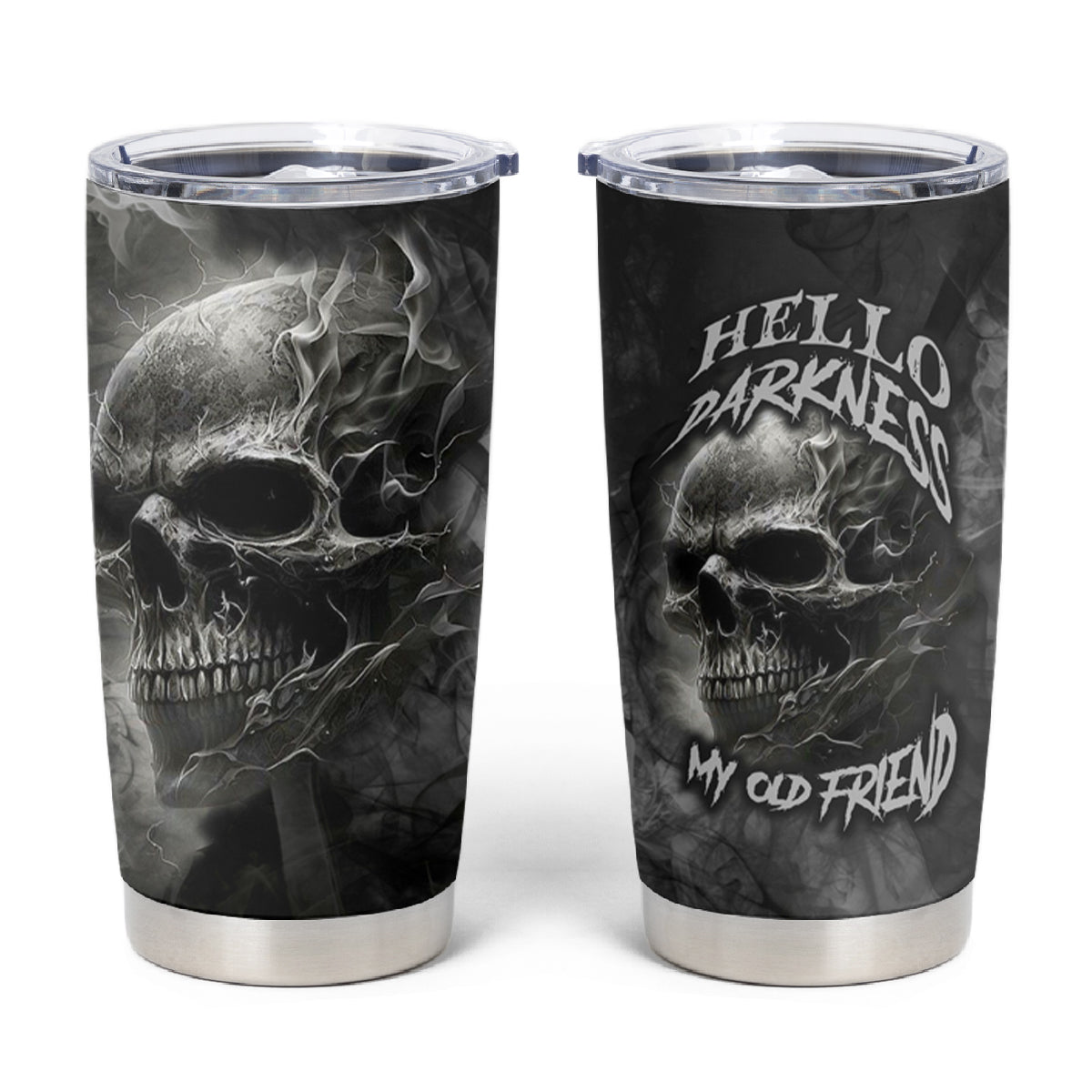 Hello Darkness My Old Friend Skull Tumbler Cup