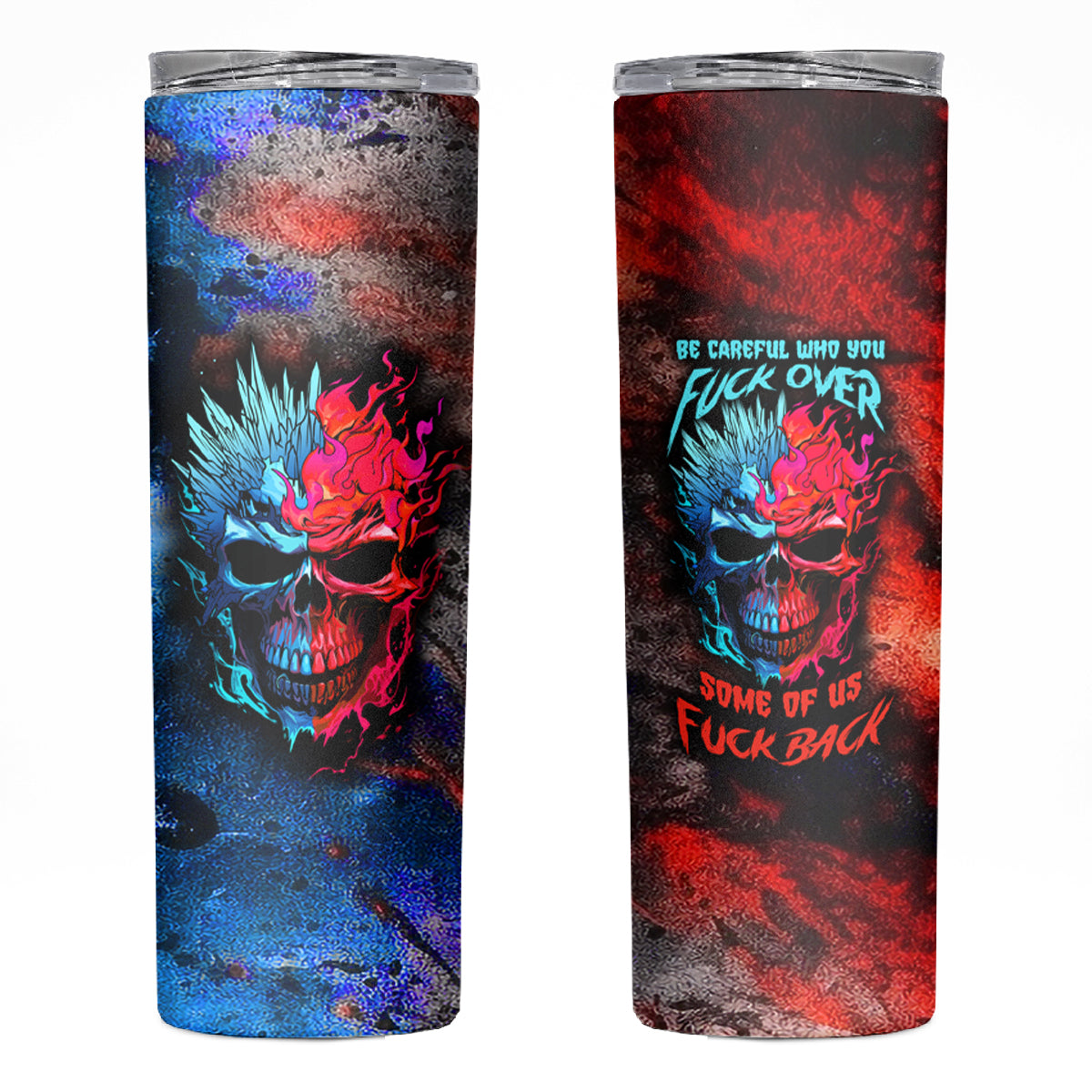 Be Careful Skull Skinny Tumbler