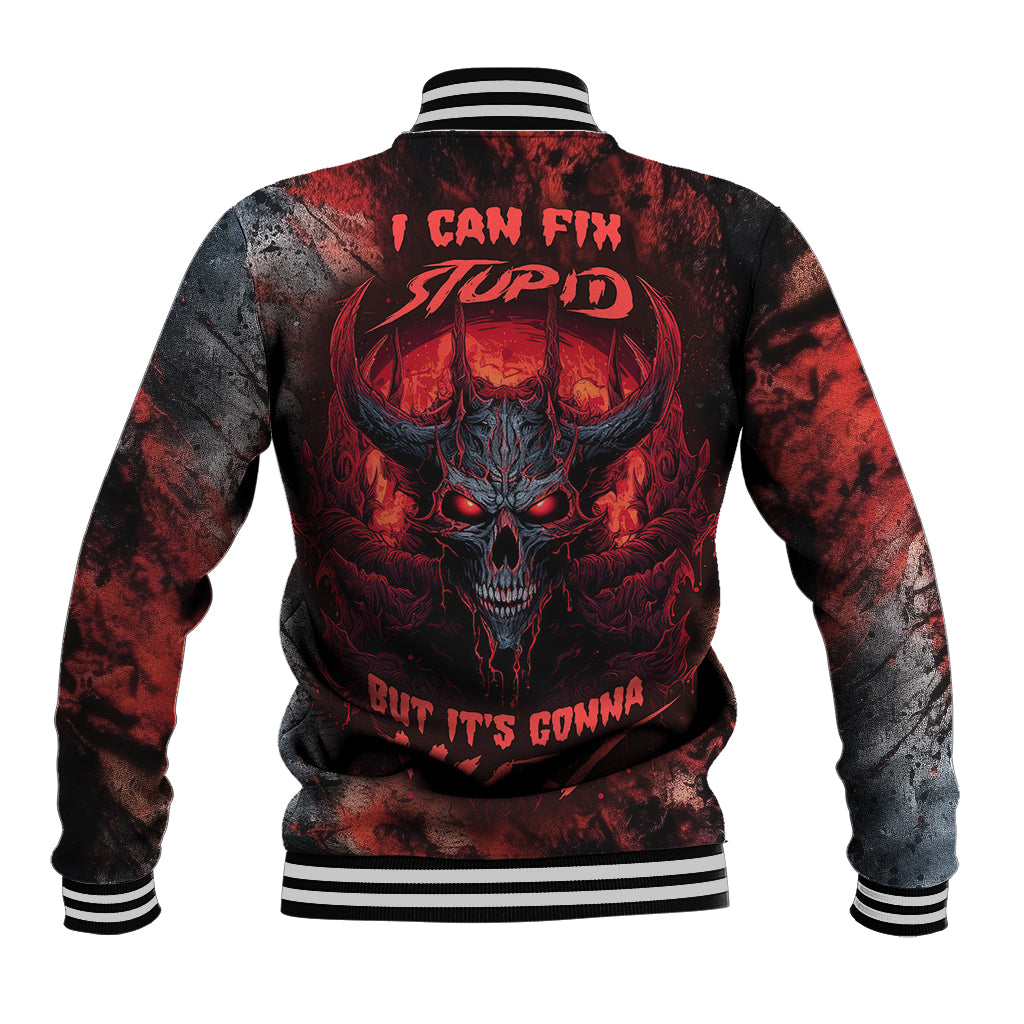 i-can-fix-stupid-but-its-gonna-hurt-skull-baseball-jacket