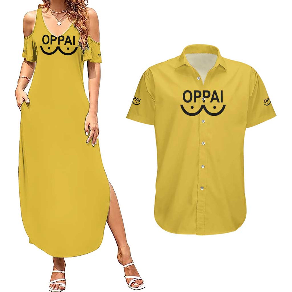 Saitama -  One Punch Man Couples Matching Summer Maxi Dress and Hawaiian Shirt Anime Japan Style