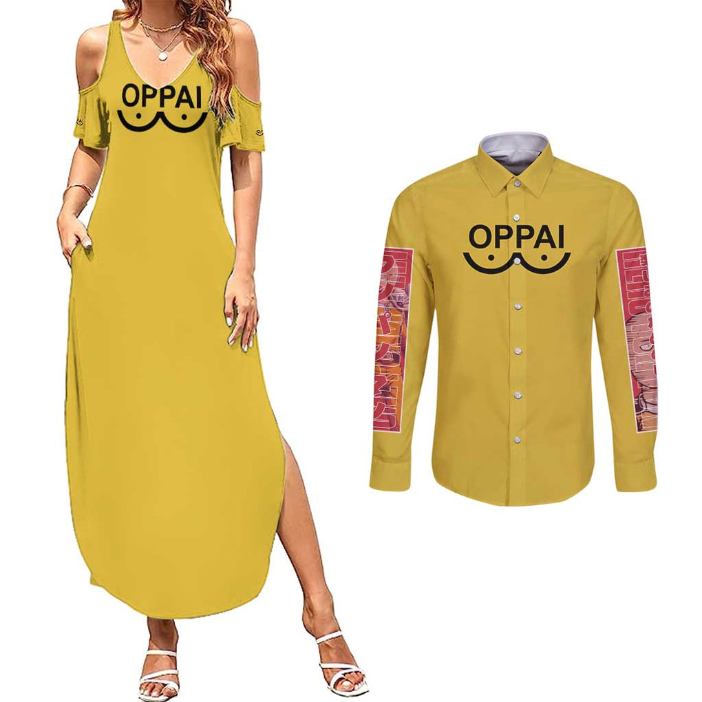 Saitama -  One Punch Man Couples Matching Summer Maxi Dress and Long Sleeve Button Shirt Anime Japan Style