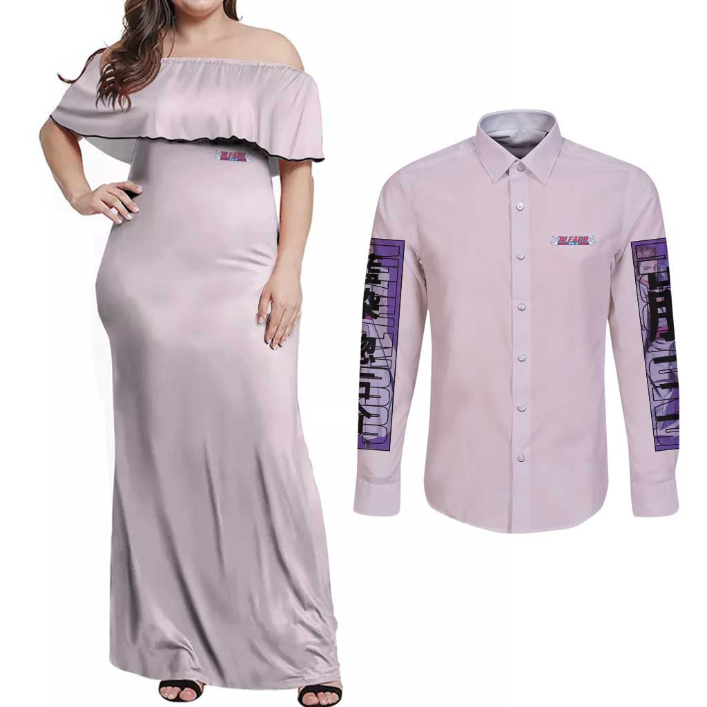 Sosuke Aizen Bleach Couples Matching Off Shoulder Maxi Dress and Long Sleeve Button Shirt Anime Style