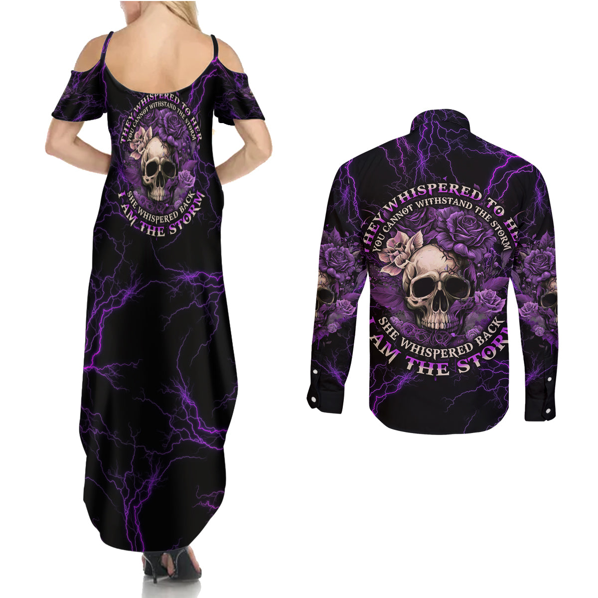 i-am-the-storm-rose-skull-couples-matching-summer-maxi-dress-and-long-sleeve-button-shirt