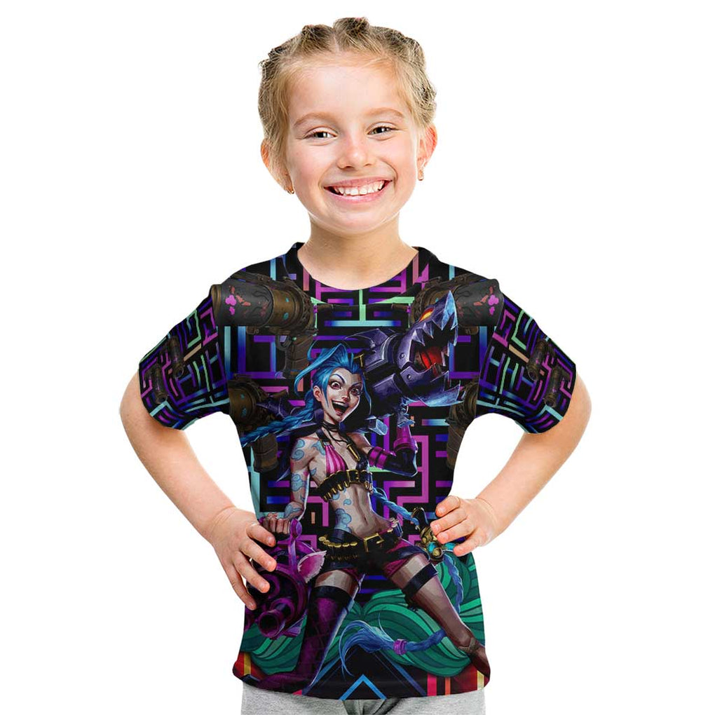 Trippy Jinx Arcane League of Legends Kid T Shirt Game Art Mix Trippy Style